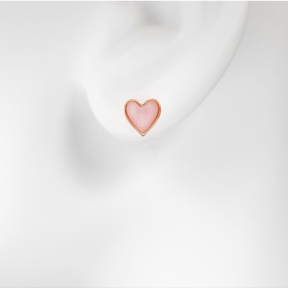 Heart Goldtone Pink Earrings By LC Lauren Conrad - Picture 3 of 4